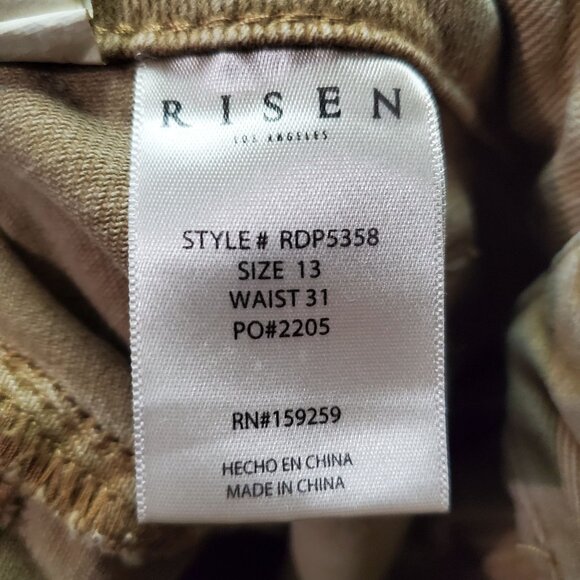 Risen Jeans Womens 13/31 Tan Brown Stretch Denim Flared - Picture 3 of 10